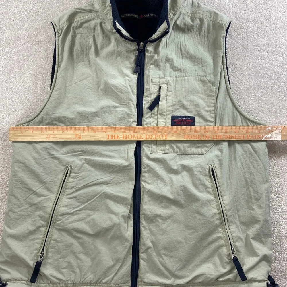 Vintage Abercrombie & Fitch Vest Mens XL Beige Fleece Lined Nylon Utility 90's